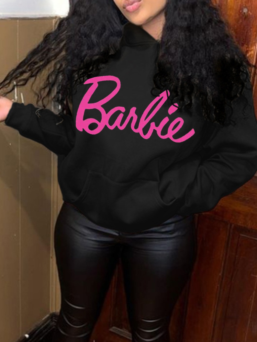 LW Letter Print Kangaroo Pocket Hoodie