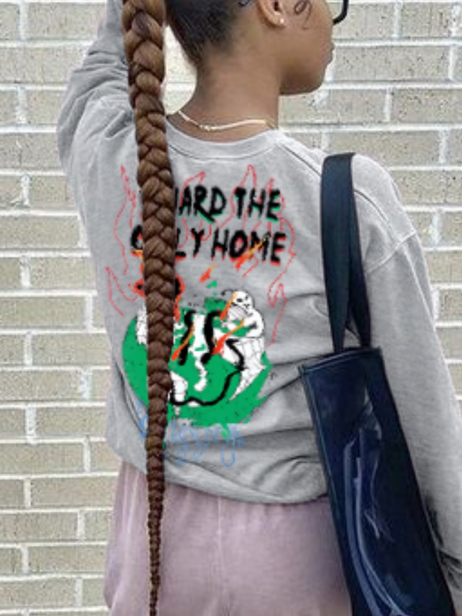 LW Cartoon Letter Print Sweatshirt
