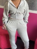 LW Hooded Collar Zipper Design Tracksuit Set