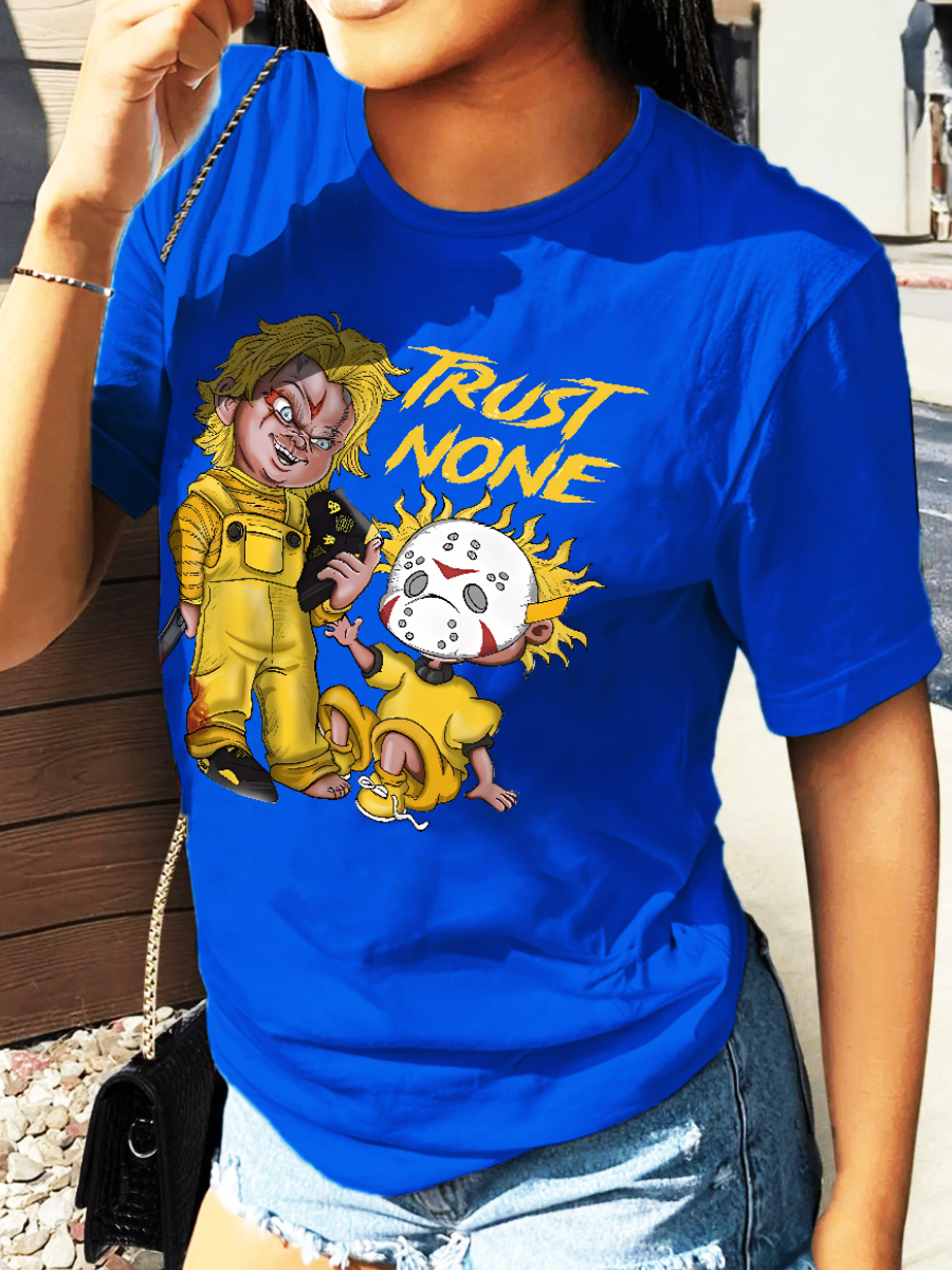LW Cartoon Letter Print T-shirt