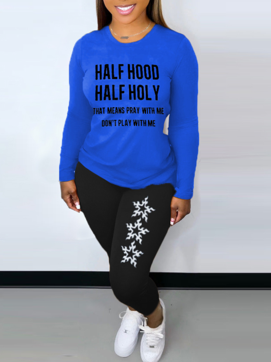 LW Letter Print Skinny Pants Set
