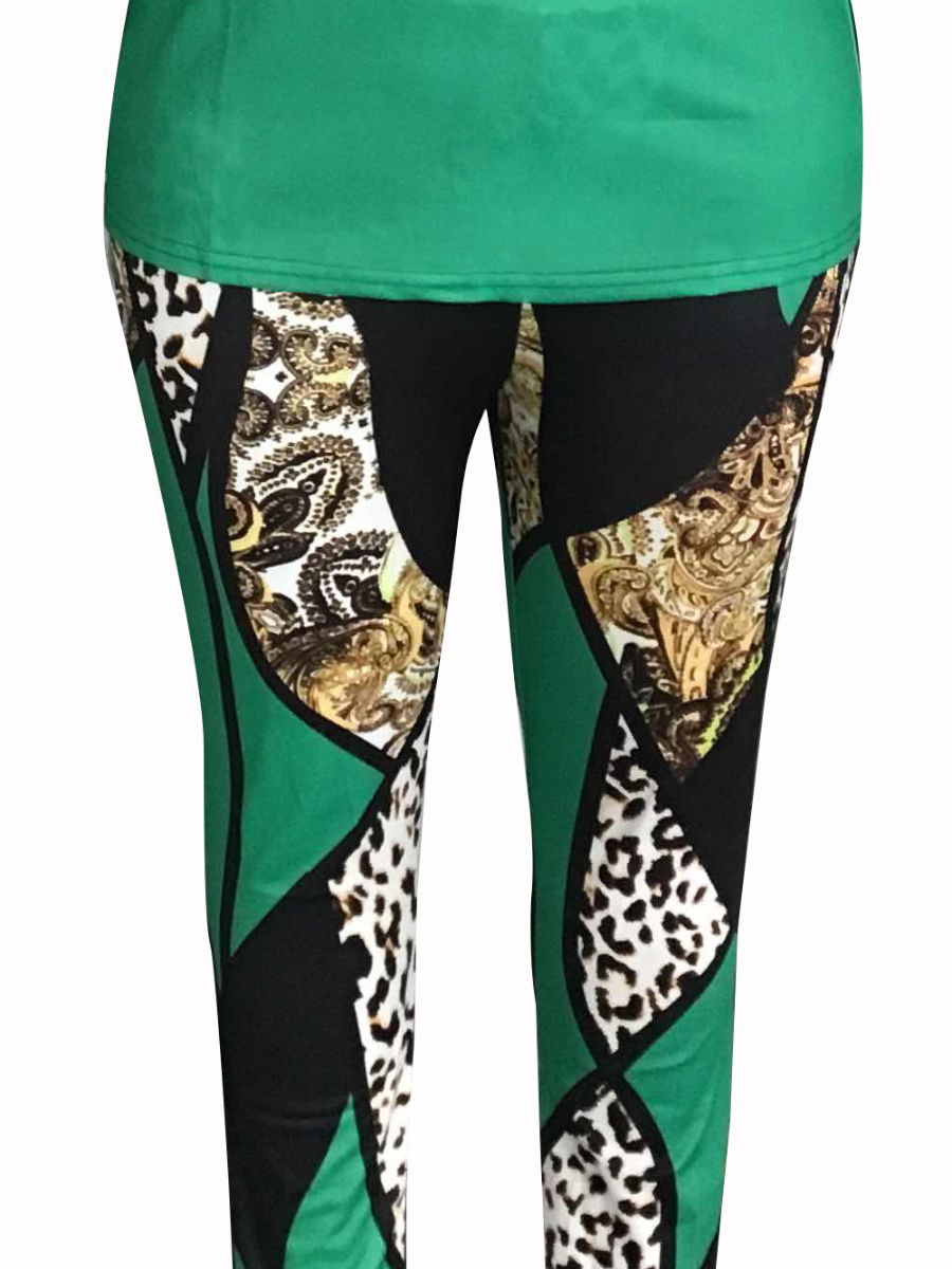 LW Plus Size Pattern Print Leopard Skinny Pants Set 0X