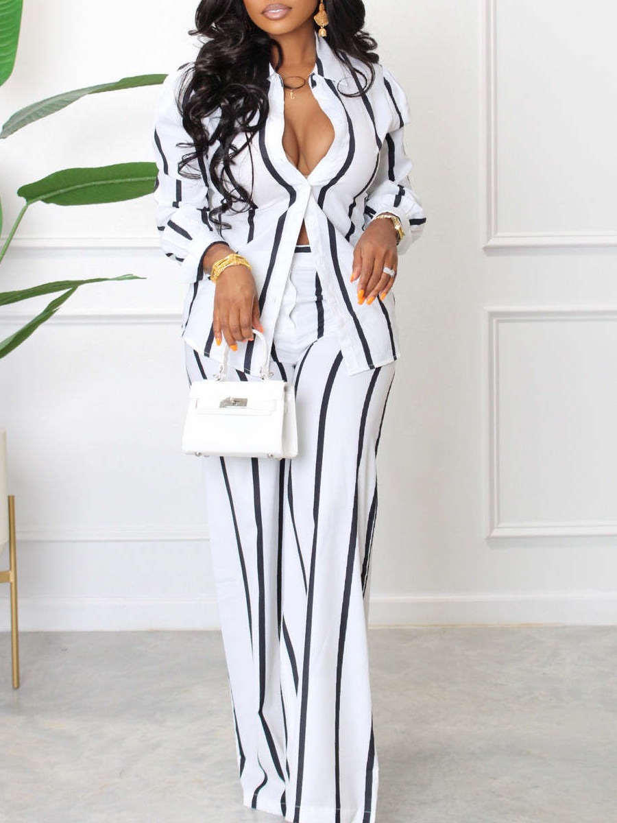 LW Striped Wide Leg Pants Set