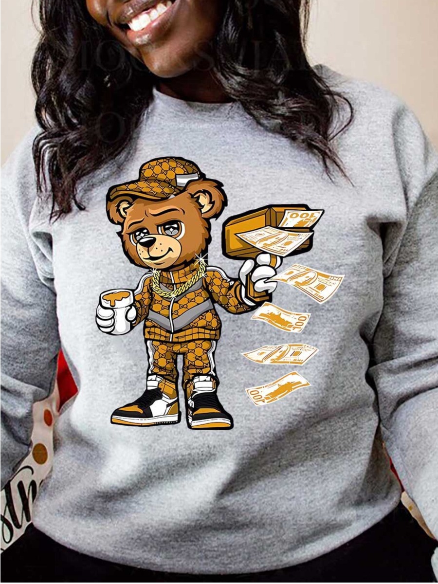 LW Plus Size Cartoon Money Print Sweatshirt