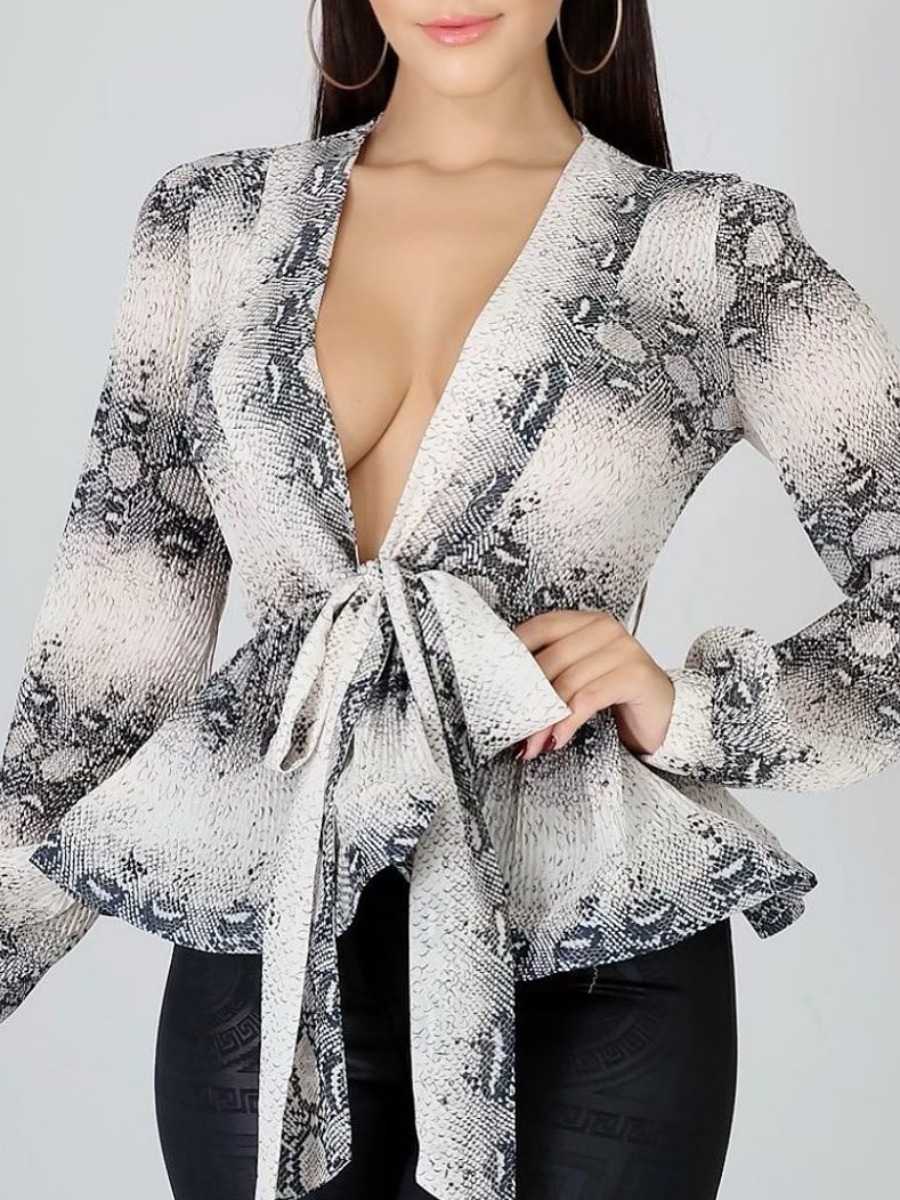 LW Cobra Print Bandage Design Blouse