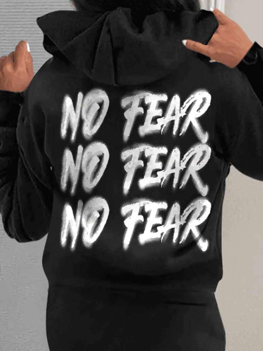 LW Letter Print Kangaroo Pocket Hoodie