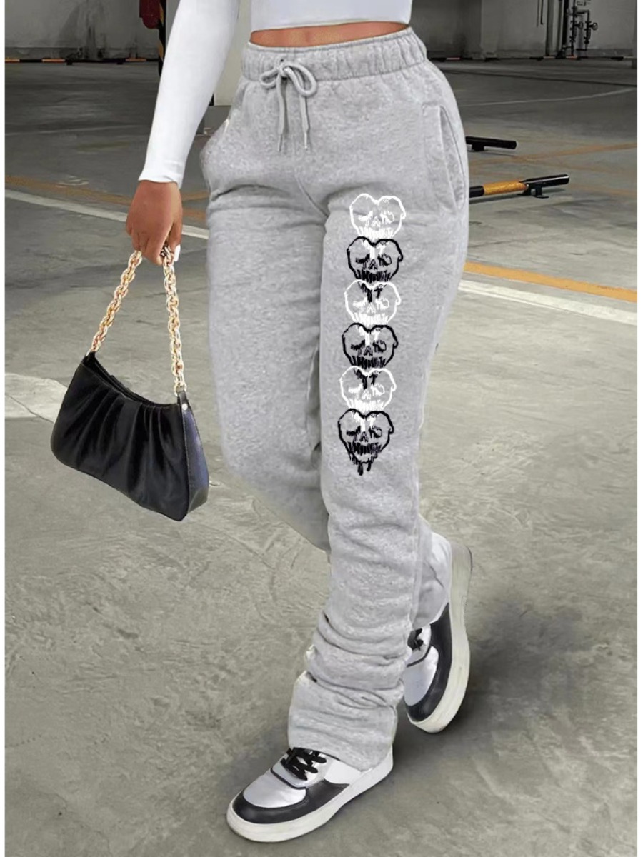 LW High Waist Heart Print Drawstring Sweatpants