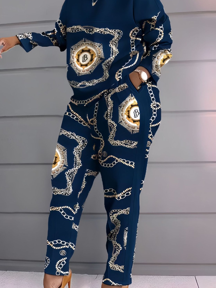 LW Plus Size Chain Letter Print Pants Set