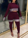 LW Plus Size Crop Top Sequined Pants Set