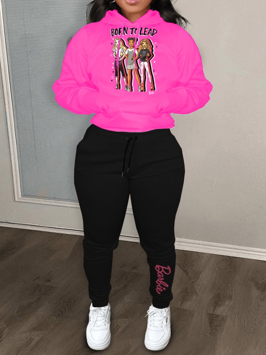 LW Figure Letter Print Kangaroo Pocket Tracksuit S