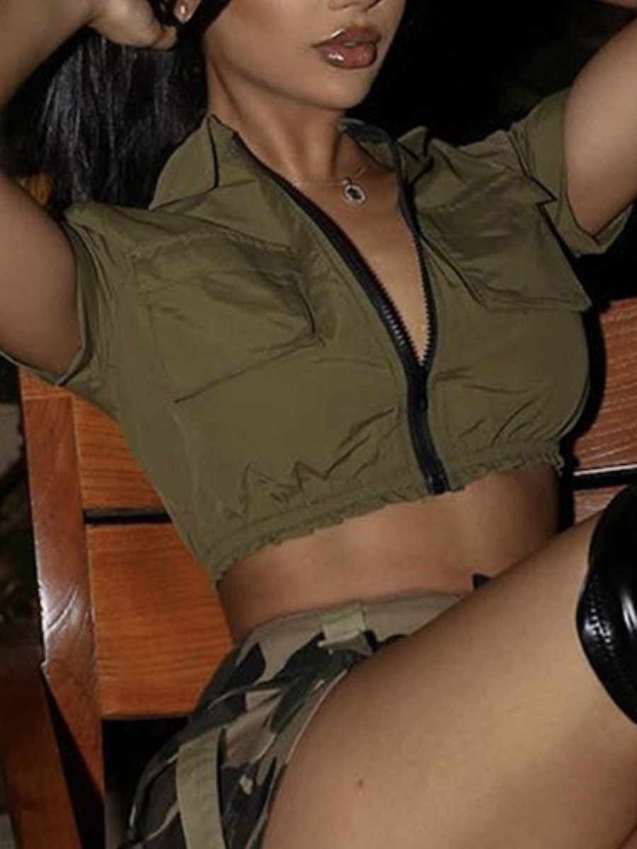 LW Pocket Design Crop Top Jacket