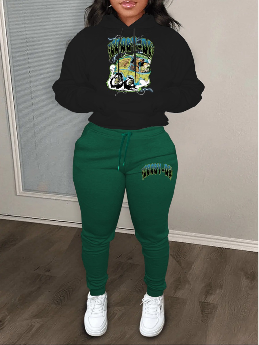 LovelyWholesale Racing Car Letter Print Kangaroo Pocket Tracksuit Set Fall Long Sleeve Casual Hooded Collar Spring Summer 2024
