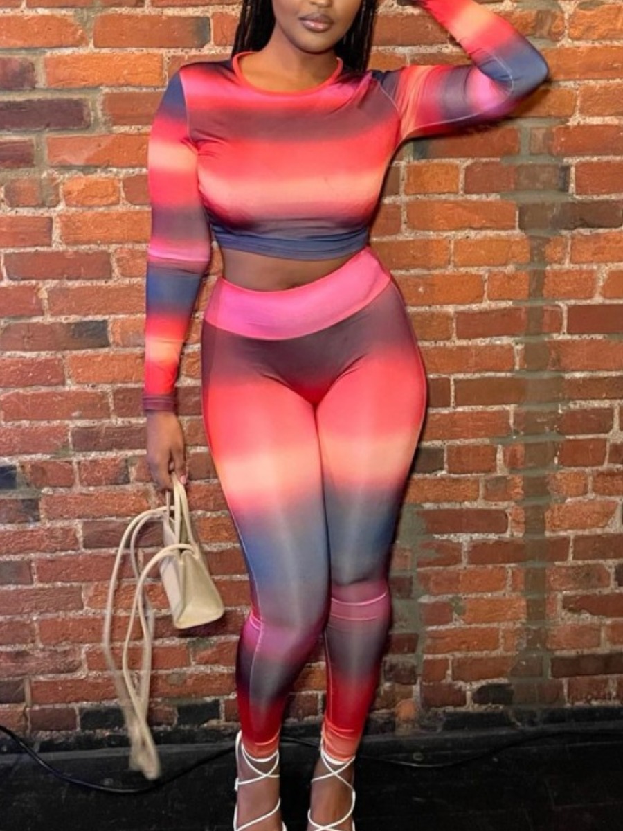 LW Crop Top Gradient Skinny Pants Set