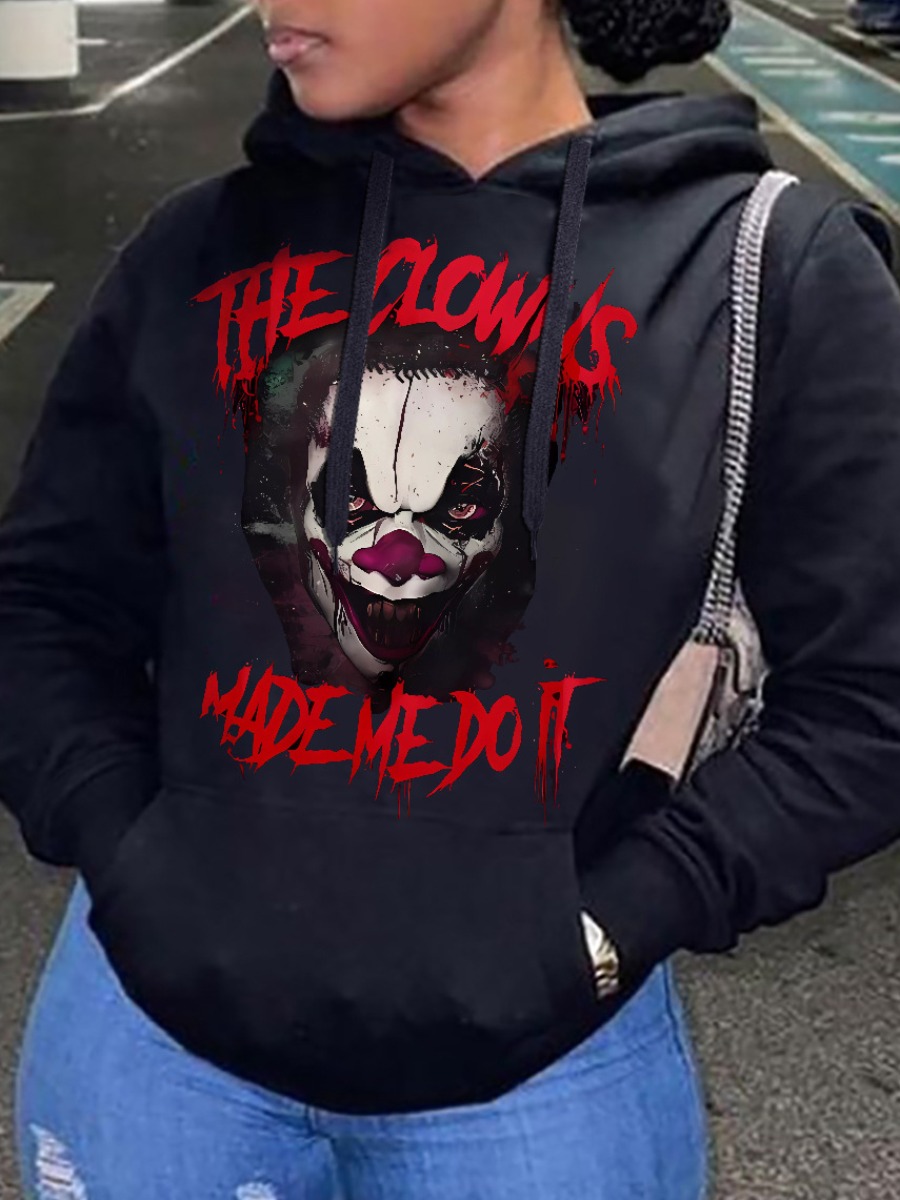 LW Plus Size Halloween Clown Letter Print Kangaroo