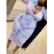 LW Plus Size Tie-dye Zipper Design Dress