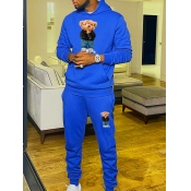 LW Men Teddy Bear Print Kangaroo Pocket Tracksuit 