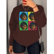 LW Plus Size Figure Print Patchwork Sweatshirt