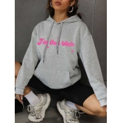 LW Plus Size Star Letter Print Kangaroo Pocket Hoo