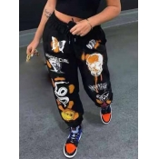 LW Butterfly Skull Head Mixed Print Drawstring Swe