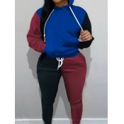 LW Plus Size Kangaroo Pocket Patchwork Tracksuit S
