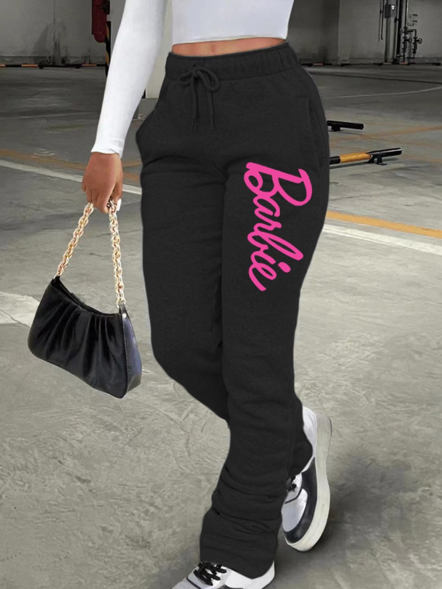 LW Mid Waist Letter Print Drawstring Sweatpants