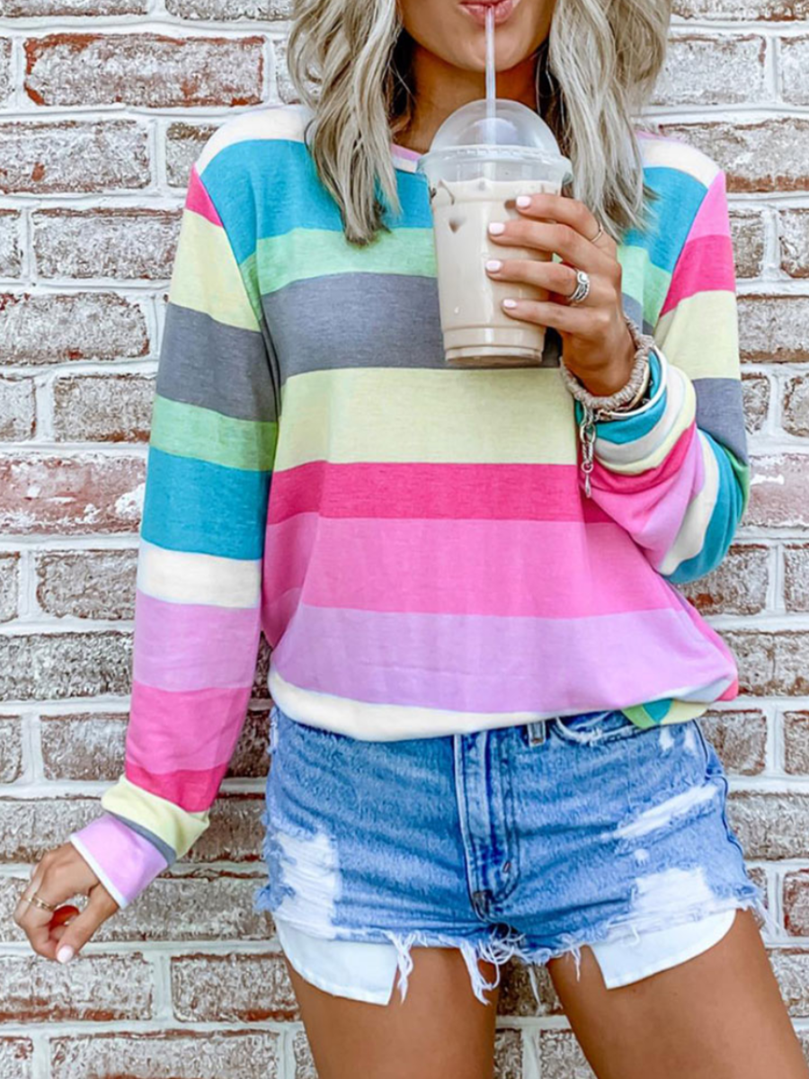 LW Rainbow Striped Multicolor Blouse