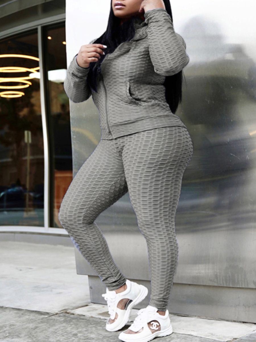 LW Plus Size Pocket Zipper Design Skinny Pants Set