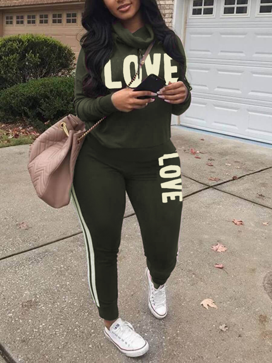 LW Plus Size Letter Print Pants Set