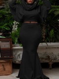 LW Plus Size Turtleneck Batwing Sleeve Mermaid Skirt Set
