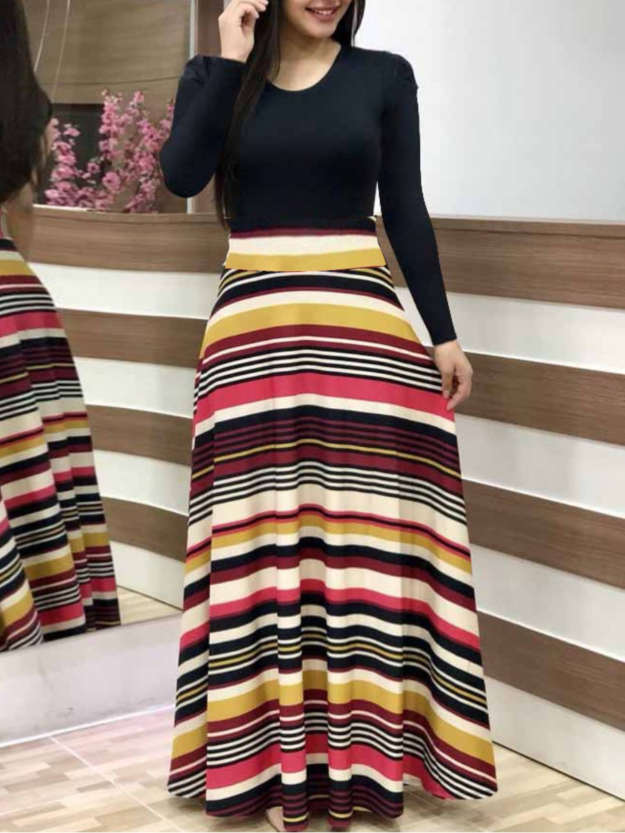 LW Plus Size Striped A Line Dress