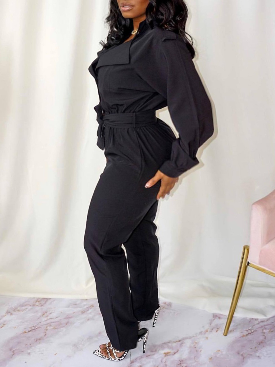 LW Plus Size Button Bandage Design Jumpsuit