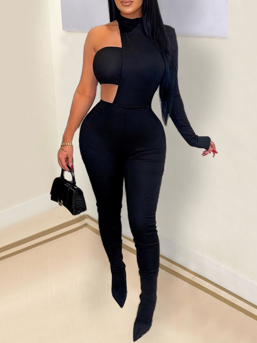 LW SXY Round Neck Asymmetrical Skinny Jumpsuit
