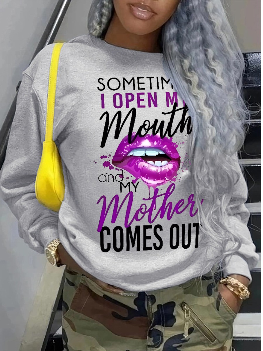 LW Plus Size Lip Letter Print Sweatshirt