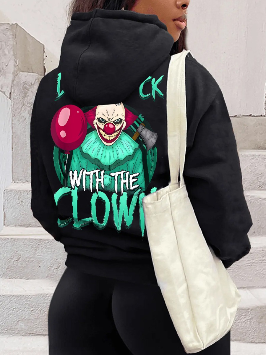LW Figure Letter Print Kangaroo Pocket Hoodie