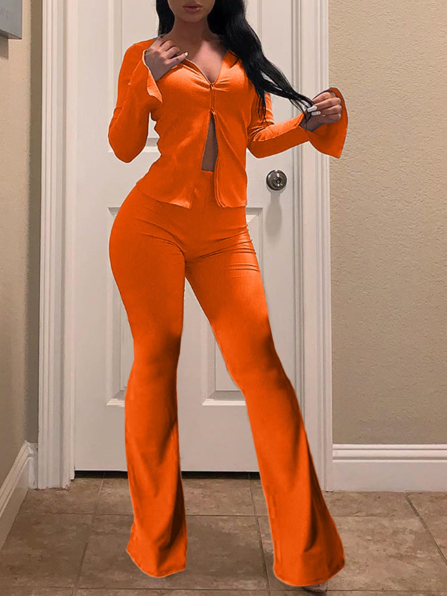 LW Plus Size High Waist Flared Pants Set