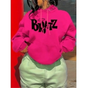 LW Letter Print Kangaroo Pocket Hoodie