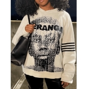 LW Figure Letter Print Kangaroo Pocket Hoodie