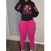 LW Figure Letter Print Kangaroo Pocket Tracksuit S