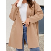 LW BASICS Hooded Collar Pocket Design Wool