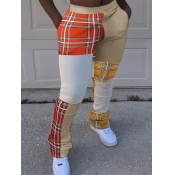 LW Plus Size Plaid Print Pocket Design Skinny Pant