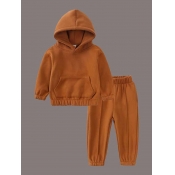 LW COTTON Kids Unisex Hooded Collar Kangaroo Pocke