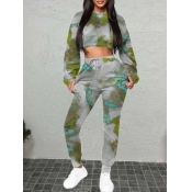 LW Crop Top Tie Dye Drawstring Pants Set