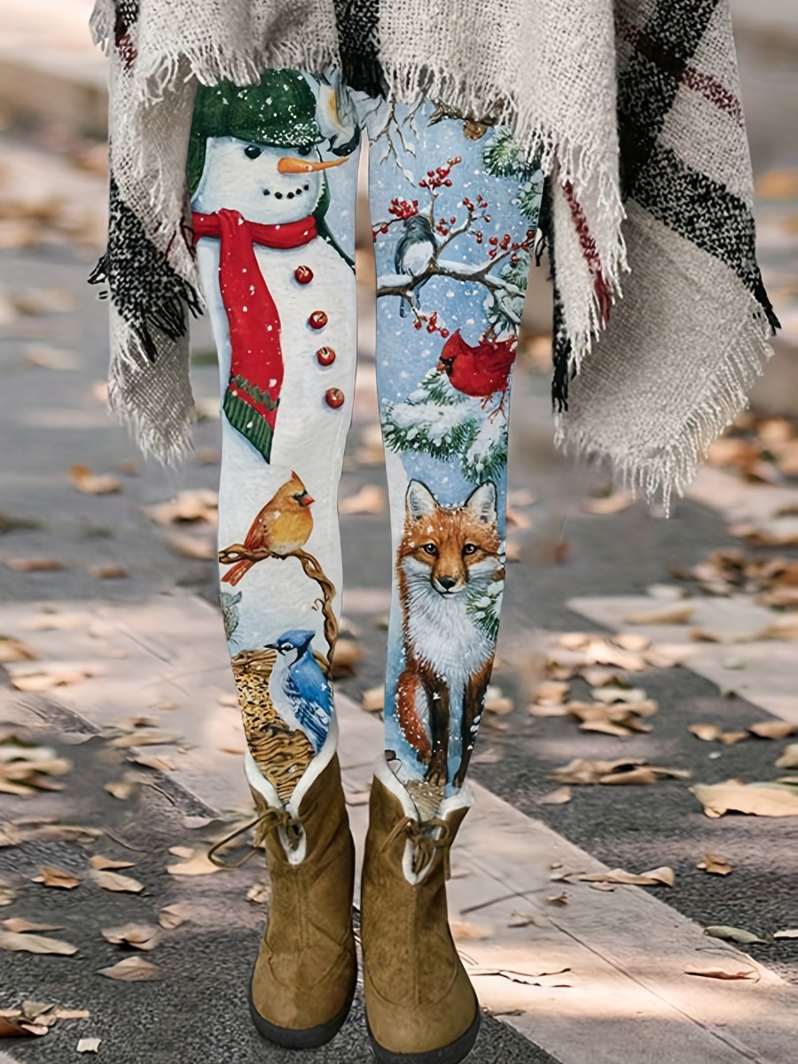 LW High Waist Pattern Print Snowflakes Skinny Pant