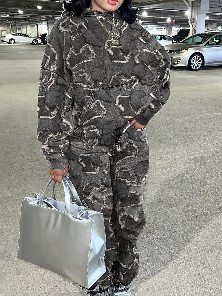 LW Camo Print Kangaroo Pocket Pants Set