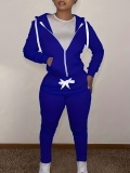 LW BASICS Hooded Collar Kangaroo Pocket Tracksuit Set