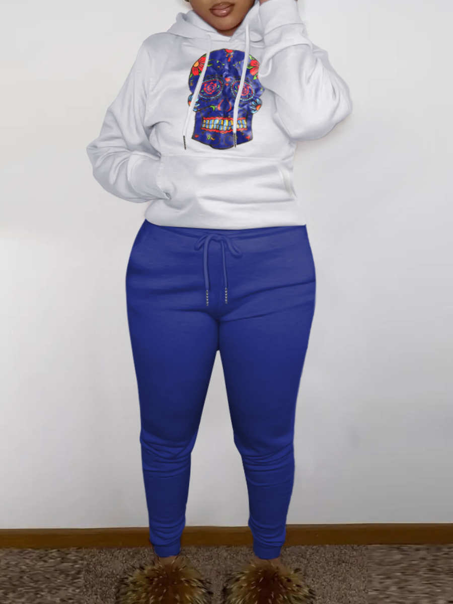 LW Figure Print Kangaroo Pocket Tracksuit Set