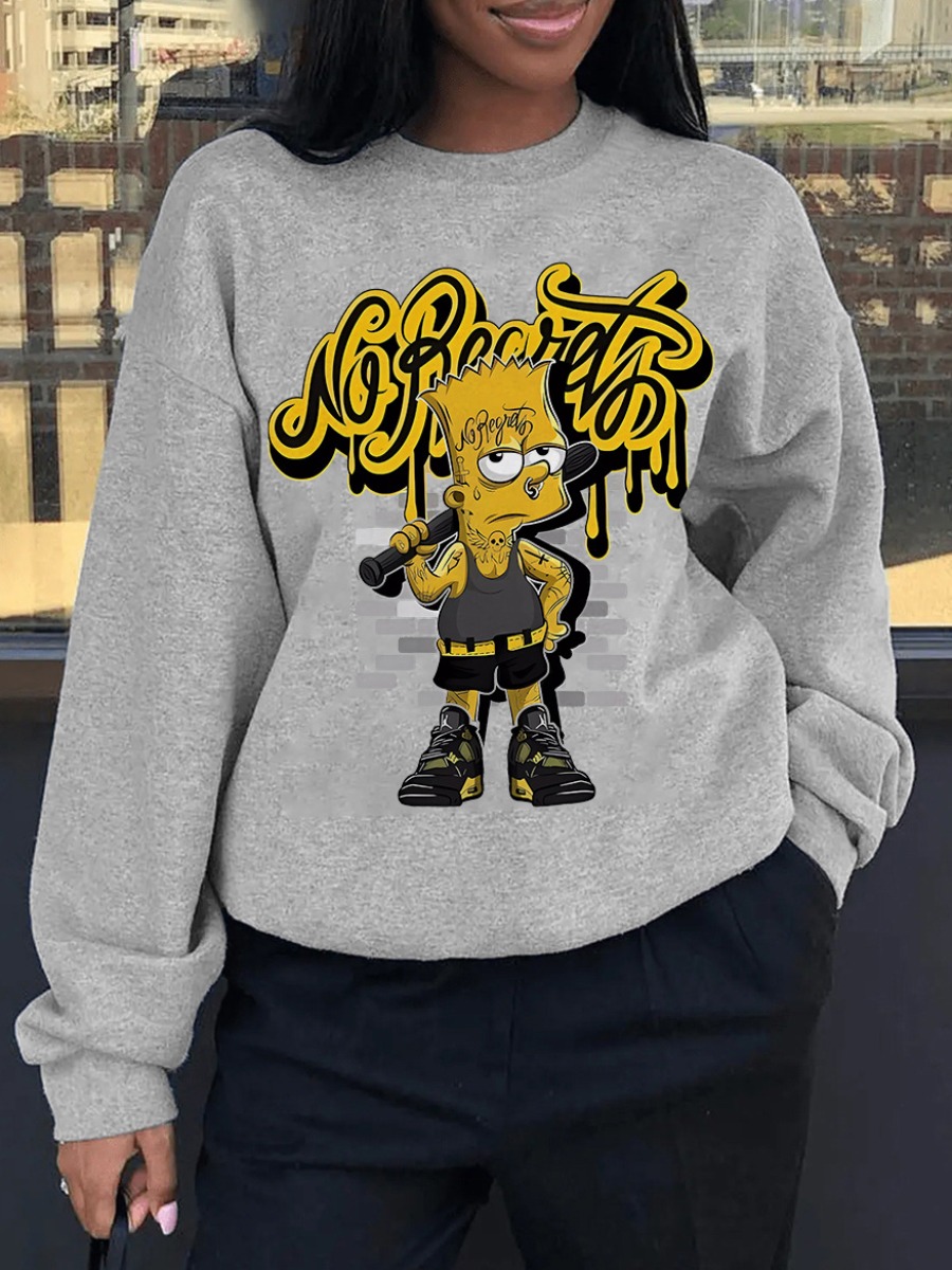 LW Dropped Shoulder Cartoon Letter Print Sweatshirt