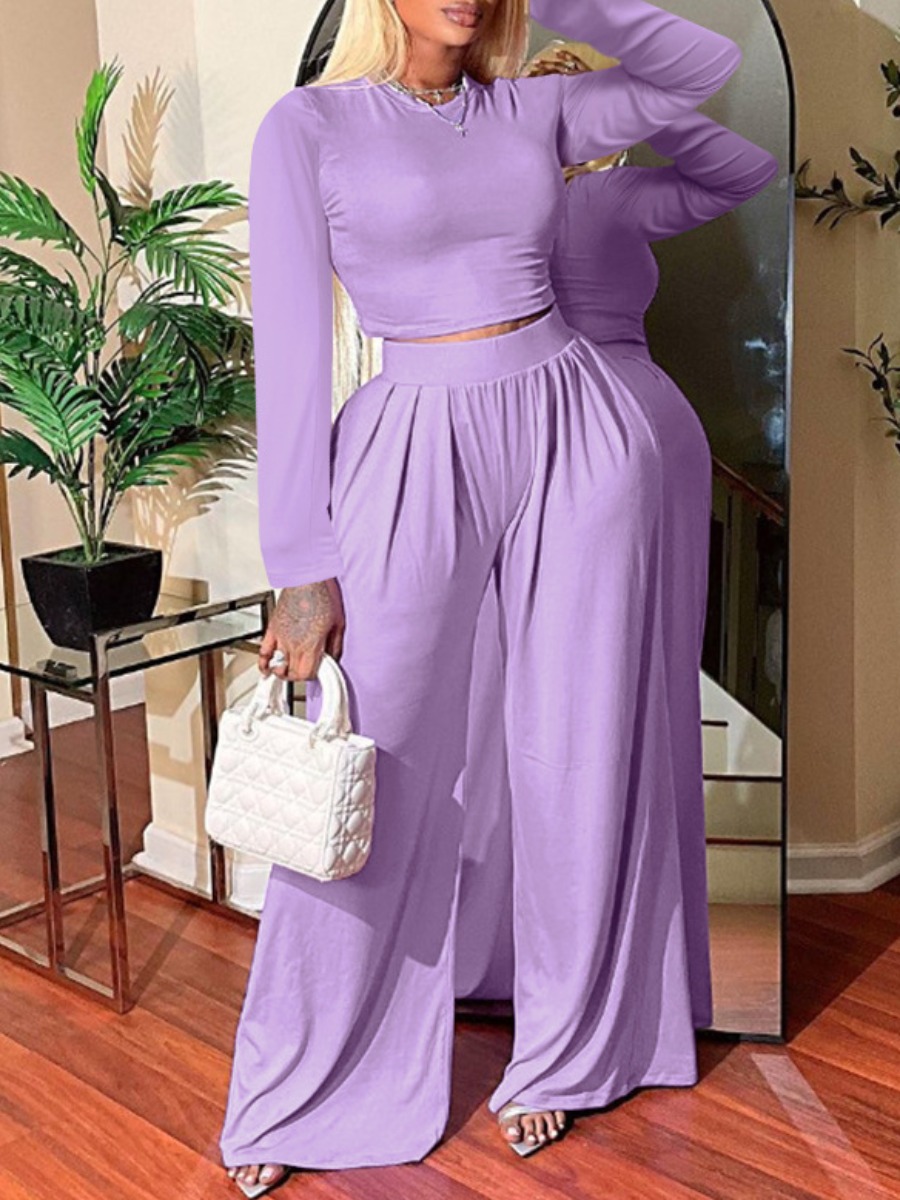 LW Crop Top Loose Pants Set