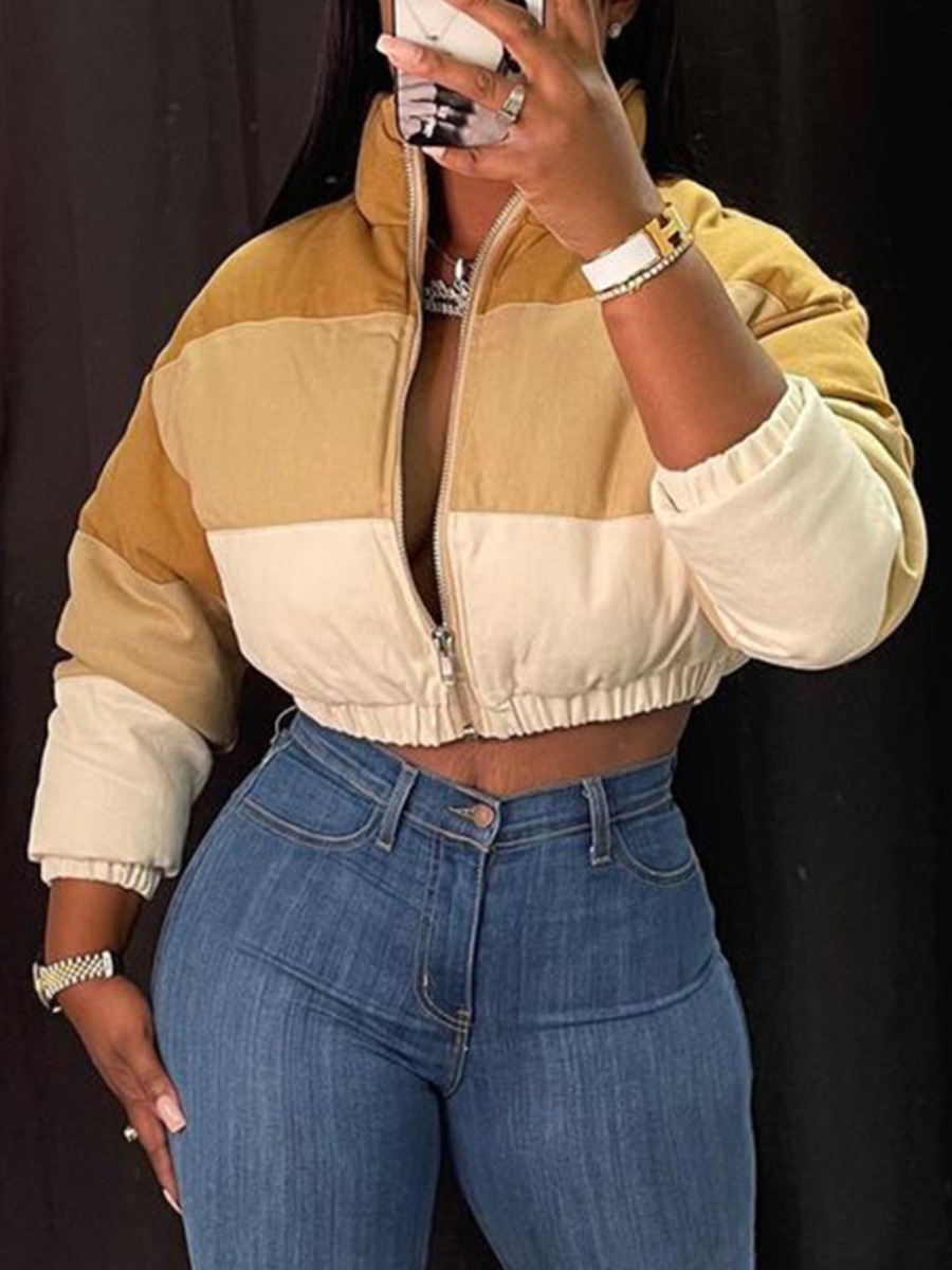 LW Plus Size Crop Top Patchwork Parka
