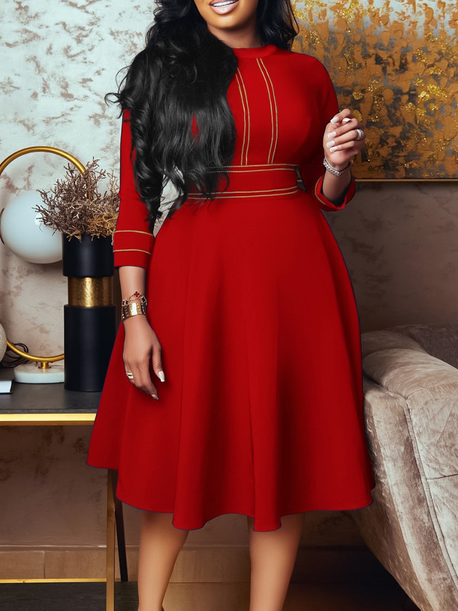 LW Plus Size Africa Striped A Line Dress